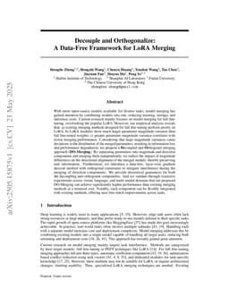 Decouple and Orthogonalize: A Data-Free Framework for LoRA Merging