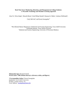 Real-Time Stress Monitoring, Detection, and Management in College Students: A Wearable Technology and Machine-Learning Approach