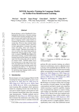 NOVER: Incentive Training for Language Models via Verifier-Free Reinforcement Learning