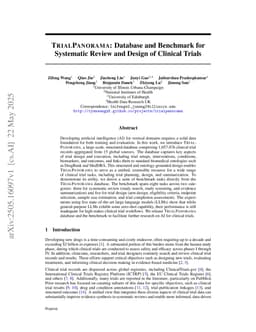 TrialPanorama: Database and Benchmark for Systematic Review and Design of Clinical Trials
