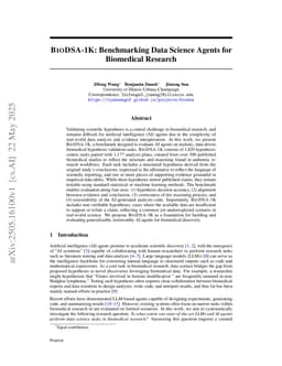 BioDSA-1K: Benchmarking Data Science Agents for Biomedical Research