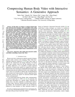 Compressing Human Body Video with Interactive Semantics: A Generative Approach