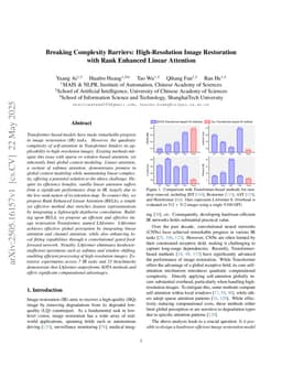 Breaking Complexity Barriers: High-Resolution Image Restoration with Rank Enhanced Linear Attention