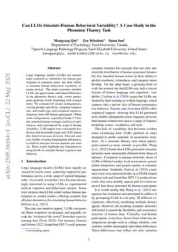 Can LLMs Simulate Human Behavioral Variability? A Case Study in the Phonemic Fluency Task