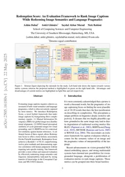 Redemption Score: An Evaluation Framework to Rank Image Captions While Redeeming Image Semantics and Language Pragmatics