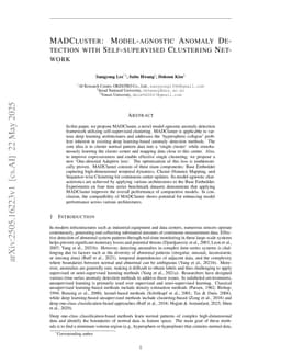 MADCluster: Model-agnostic Anomaly Detection with Self-supervised Clustering Network