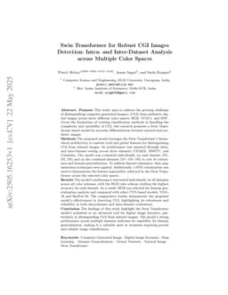 Swin Transformer for Robust CGI Images Detection: Intra- and Inter-Dataset Analysis across Multiple Color Spaces