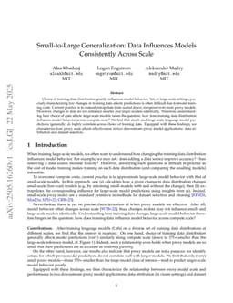 Small-to-Large Generalization: Data Influences Models Consistently Across Scale