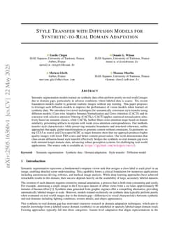 Style Transfer with Diffusion Models for Synthetic-to-Real Domain Adaptation