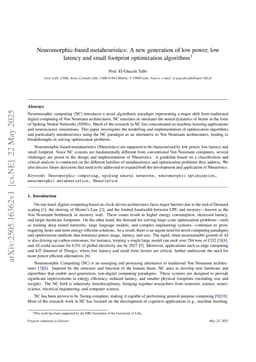 Neuromorphic-based metaheuristics: A new generation of low power, low latency and small footprint optimization algorithms