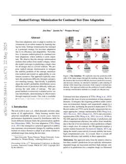 Ranked Entropy Minimization for Continual Test-Time Adaptation