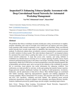 InspectionV3: Enhancing Tobacco Quality Assessment with Deep Convolutional Neural Networks for Automated Workshop Management