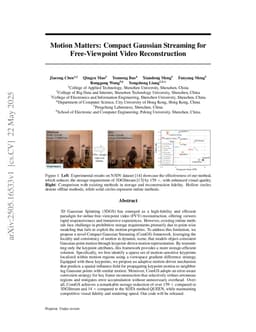 Motion Matters: Compact Gaussian Streaming for Free-Viewpoint Video Reconstruction