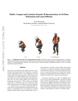 SHaDe: Compact and Consistent Dynamic 3D Reconstruction via Tri-Plane Deformation and Latent Diffusion
