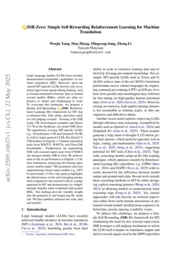 SSR-Zero: Simple Self-Rewarding Reinforcement Learning for Machine Translation