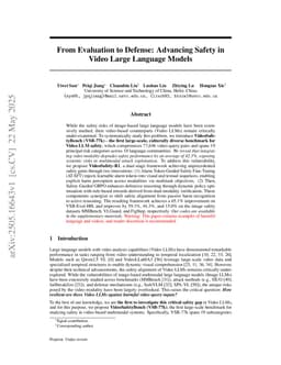 From Evaluation to Defense: Advancing Safety in Video Large Language Models