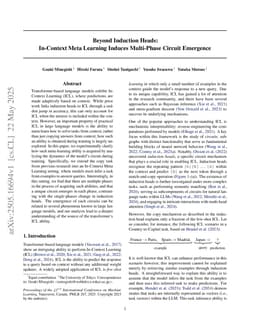 Beyond Induction Heads: In-Context Meta Learning Induces Multi-Phase Circuit Emergence