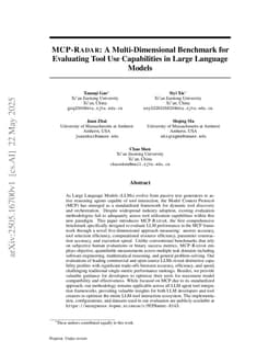 MCP-RADAR: A Multi-Dimensional Benchmark for Evaluating Tool Use Capabilities in Large Language Models