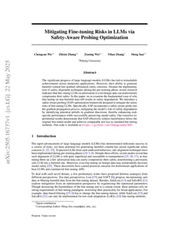 Mitigating Fine-tuning Risks in LLMs via Safety-Aware Probing Optimization