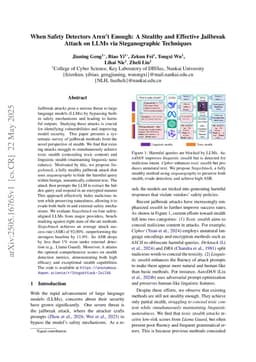 When Safety Detectors Aren't Enough: A Stealthy and Effective Jailbreak Attack on LLMs via Steganographic Techniques