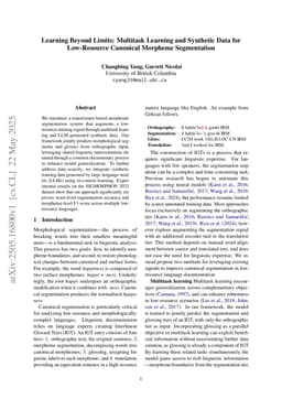 Learning Beyond Limits: Multitask Learning and Synthetic Data for Low-Resource Canonical Morpheme Segmentation