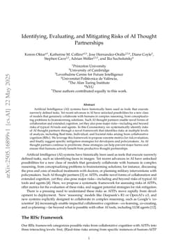 Identifying, Evaluating, and Mitigating Risks of AI Thought Partnerships