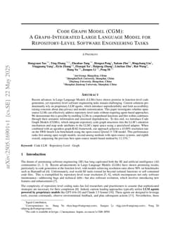 Code Graph Model (CGM): A Graph-Integrated Large Language Model for Repository-Level Software Engineering Tasks