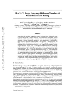 LLaDA-V: Large Language Diffusion Models with Visual Instruction Tuning