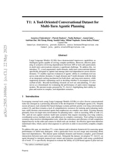 T1: A Tool-Oriented Conversational Dataset for Multi-Turn Agentic Planning