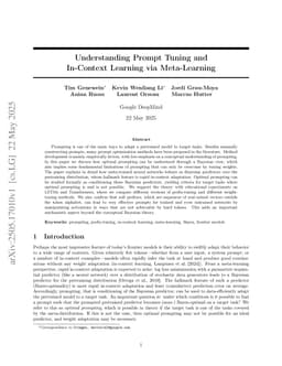 Understanding Prompt Tuning and In-Context Learning via Meta-Learning