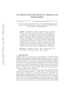 An Affective-Taxis Hypothesis for Alignment and Interpretability