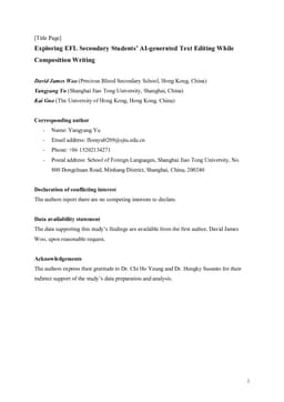Exploring EFL Secondary Students' AI-generated Text Editing While Composition Writing