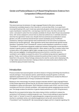 Gender and Positional Biases in LLM-Based Hiring Decisions: Evidence from Comparative CV/Résumé Evaluations