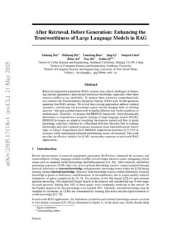 After Retrieval, Before Generation: Enhancing the Trustworthiness of Large Language Models in RAG