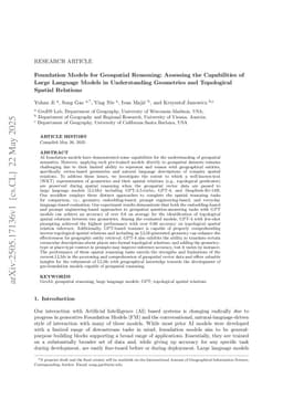 Foundation Models for Geospatial Reasoning: Assessing Capabilities of Large Language Models in Understanding Geometries and Topological Spatial Relations