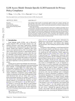 LLM Access Shield: Domain-Specific LLM Framework for Privacy Policy Compliance