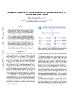 DailyQA: A Benchmark to Evaluate Web Retrieval Augmented LLMs Based on Capturing Real-World Changes