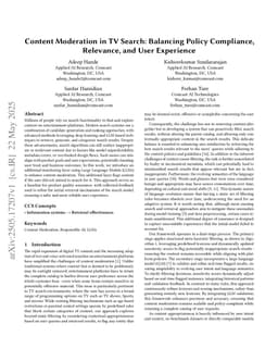 Content Moderation in TV Search: Balancing Policy Compliance, Relevance, and User Experience
