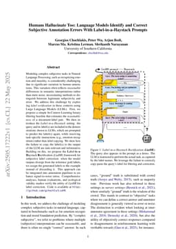Humans Hallucinate Too: Language Models Identify and Correct Subjective Annotation Errors With Label-in-a-Haystack Prompts