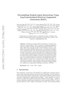 Personalizing Student-Agent Interactions Using Log-Contextualized Retrieval Augmented Generation (RAG)
