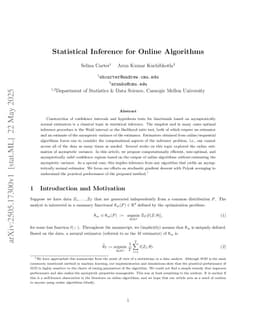 Statistical Inference for Online Algorithms