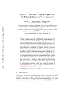 Temporal Differential Fields for 4D Motion Modeling via Image-to-Video Synthesis