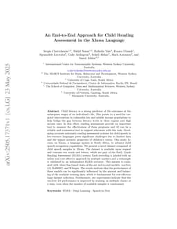 An End-to-End Approach for Child Reading Assessment in the Xhosa Language