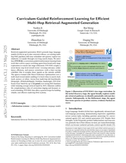 Curriculum Guided Reinforcement Learning for Efficient Multi Hop Retrieval Augmented Generation