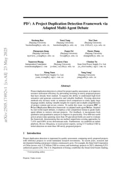 PD$^3$: A Project Duplication Detection Framework via Adapted Multi-Agent Debate