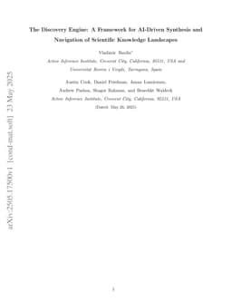 The Discovery Engine: A Framework for AI-Driven Synthesis and Navigation of Scientific Knowledge Landscapes