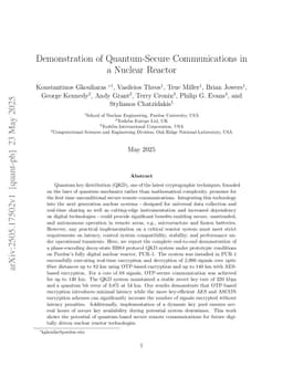 Demonstration of Quantum-Secure Communications in a Nuclear Reactor