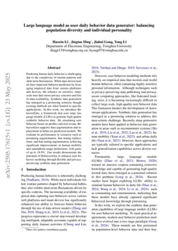 Large language model as user daily behavior data generator: balancing population diversity and individual personality