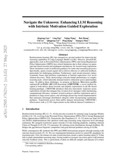 Navigate the Unknown: Enhancing LLM Reasoning with Intrinsic Motivation Guided Exploration