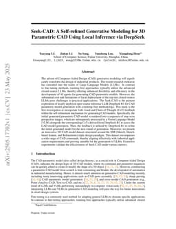 Seek-CAD: A Self-refined Generative Modeling for 3D Parametric CAD Using Local Inference via DeepSeek